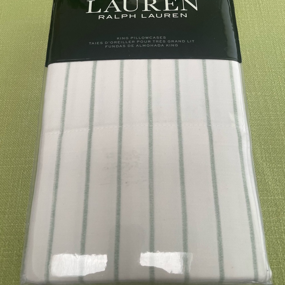 Lauren Ralph Lauren Spencer Strip Sateen King Sage Green Pillowcases